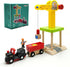 DSHMIXIA Wooden Train Track Accessories Wooden Crane Toy Set with Train Cars for