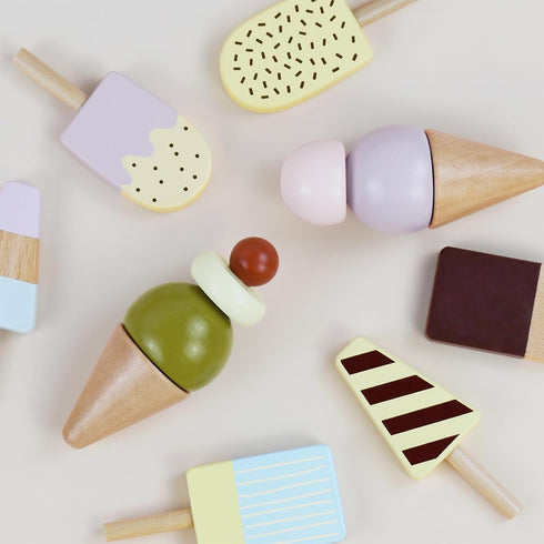 Wooden Ice Cream Toy Set, Pretend Play Food Toys, Ice Cream Counter for Kids, Kitchen Accessories for Toddlers