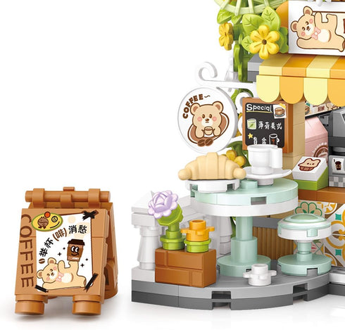 Set 8+,1077pcs MindBox City Cafe Building Blocks Toys, Openable Coffee Shop Building for Boys Girls Age Mini Bricks