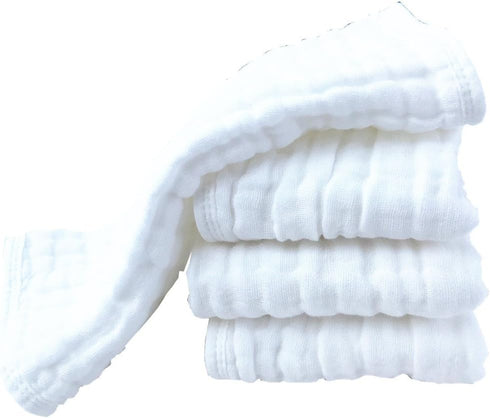 Synrroe Muslin Burp Cloths 4 Pack - Large 20" by 10", 100% Cotton, Extra Absorbent and Soft