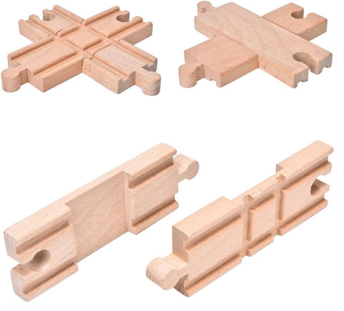 Ioffersuper 12 Set, pcs Wooden Train Track Male-Male Female-Female Bump Tracks, Bridge Pier Track(Random Colour),Cross