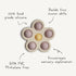 mushie Flower Press Toy in Soft Lilac, Daffodil, and Ivory