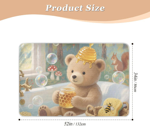 siphylline 52" 34" Cartoon Bear Bathtub Extra Large Resuable Baby Bed Pad Highly Absorbent Mattress Pad Machine