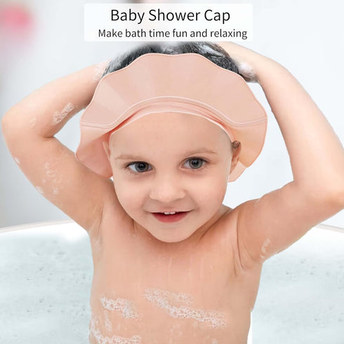 Baby Kids Shower Cap - Adjustable Silicone Bathing Protection Hat for Toddler, Baby, Kids (Pink)