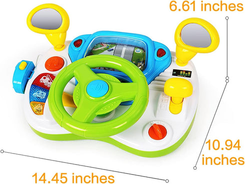 fisca Toddler Steering Wheel Toy for 1-3 Year Old, Interactive Learning Toy with Light and Sound for Preschool Kids