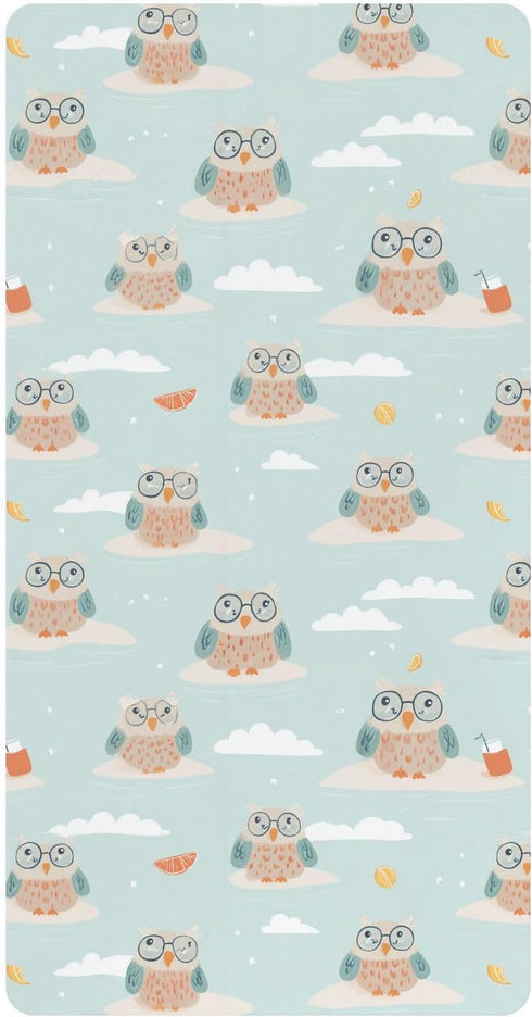 miaozhen Cotton Crib Sheets for Baby Boys Girls Soft Breathable Cute Cartoon Beach