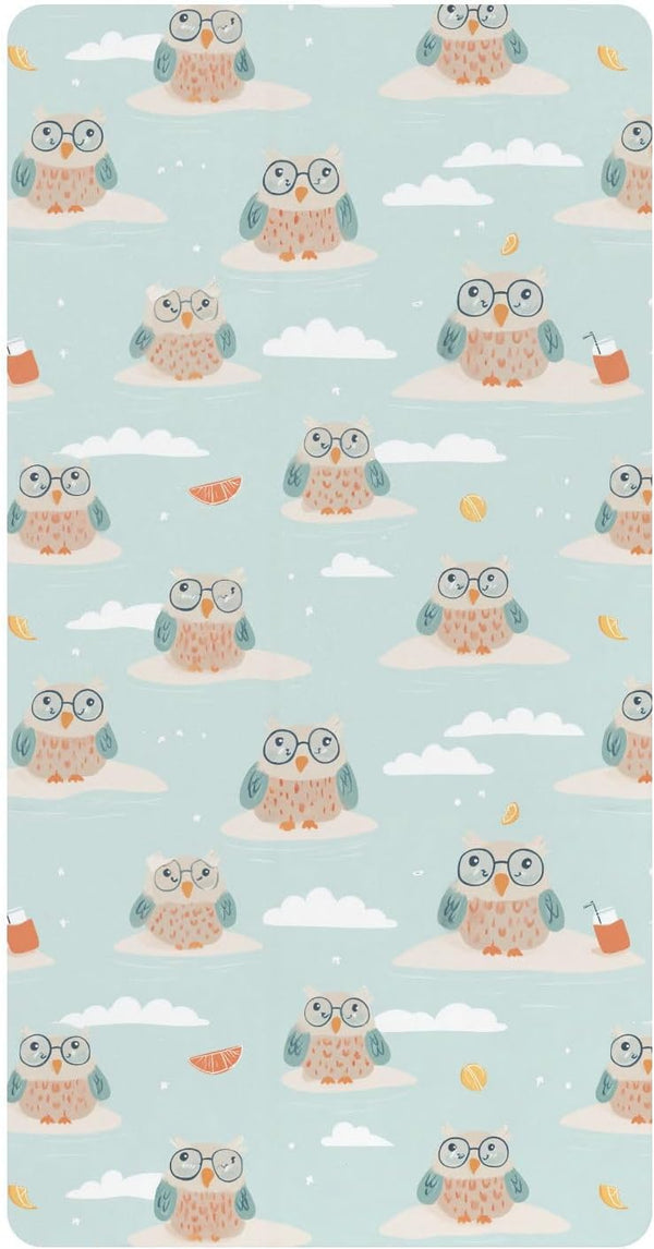 miaozhen Cotton Crib Sheets for Baby Boys Girls Soft Breathable Cute Cartoon Beach