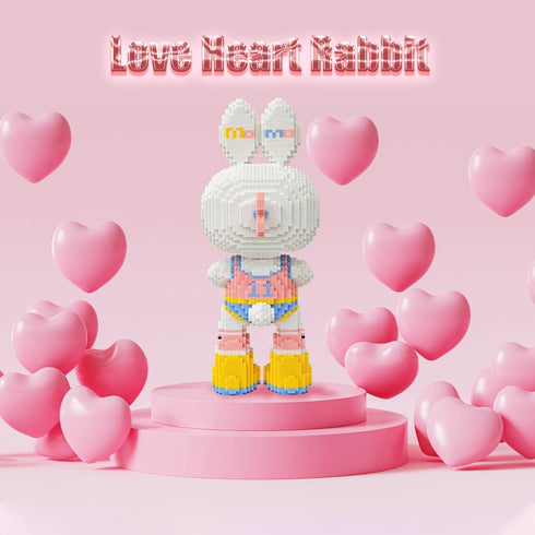 Animal Love Heart Rabbit Micro Building Blocks Set (8000PCS, 55cm High) - Gift for Adults and Kids