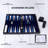 GSE Games & Sports Expert Premium Leather Backgammon Game Set with Leather Case, Travel Folding Board (Black&Blue)