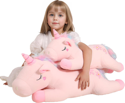 32inch Cute Giant Pink Unicorn Plush, Jumbo Soft Body Pillow Pet, Large Rainbow Unicorn Stuffed Animals Toy, Big Doll