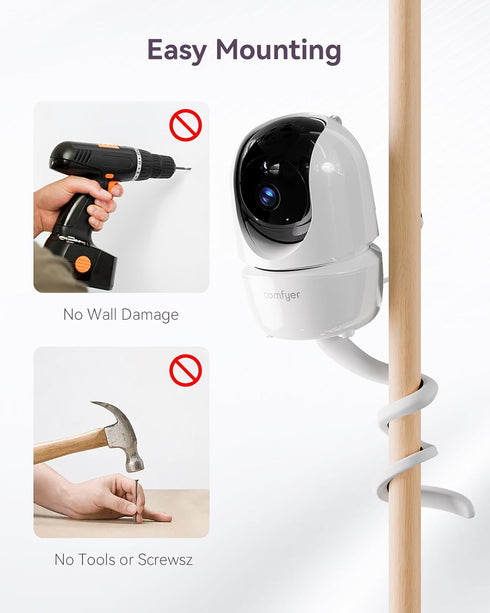 Comfyer BM01 16.5 Inch Baby Monitor Mount, Flexible Arm Bracket, Stable Camera Holder Attaches to Crib, No Tools