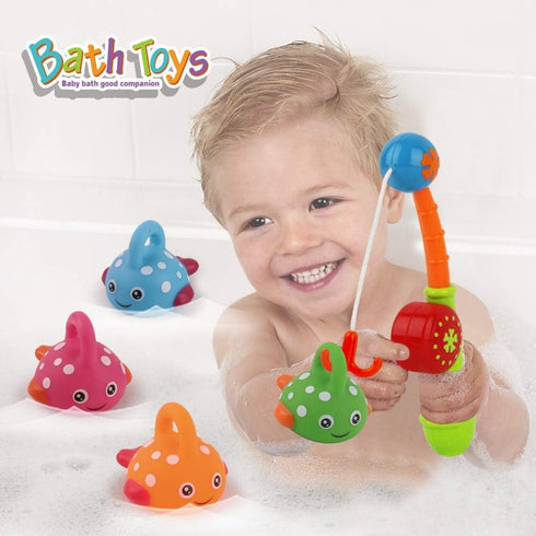 Dwi Dowellin Bath Toys Fishing Games, Swimming Whales Bath Time Bathtub Toy for Toddlers Baby Kids Infant Fish Set Age
