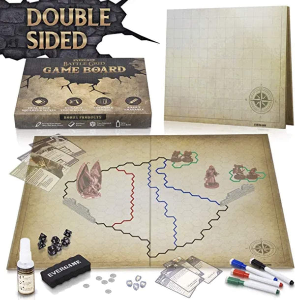 Dungeons & Dragons Game Mat (23x27): Ultimate DND Board Game Battle Map with Dice Set
