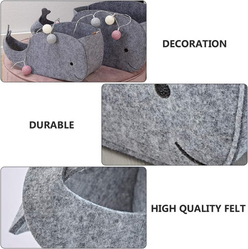 STOBOK Whale Shaped Felt Storage Bin, Fabric Foldable Basket for Home Nursery Toy Organizer, Sundries Container