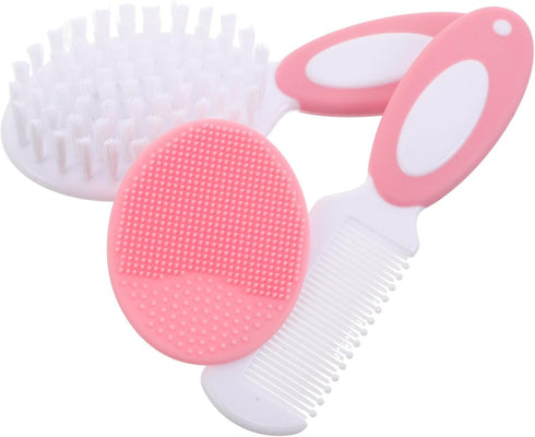 ibasenice Brush and Comb Set for Newborns, Silicone Scalp Massage Hairbrush and