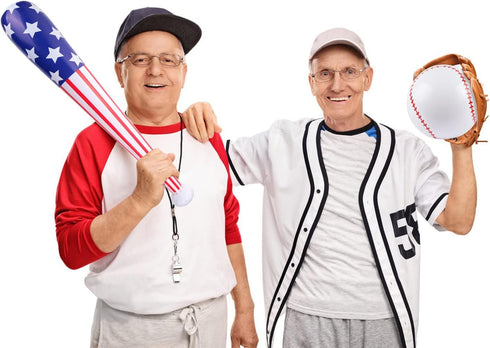 4 Pcs American Flag Inflatable Baseball & Bat - Blow Up Beach Ball, Sports Theme Party Favors for Kids Adult Pool Beach