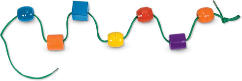 Melissa & Doug Primary Lacing Beads - Educational Toy with 8 Wooden Beads and 2 Laces for Kids