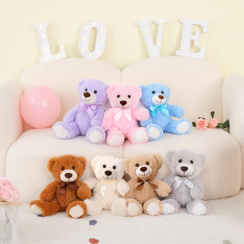 MorisMos Bulk Teddy Bear Stuffed Animals, 7-Pack 14‘’ Teddy Bears in 7 Colors for Baby Shower, Birthday, Christmas