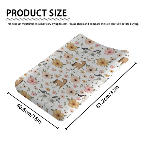 Changing Pad Covers Watercolor Horse Floral Baby Diaper Changing Pad Cover for Boys Girls Soft Breathable Stretch Fitted Diaper Change Table Pad Covers 32''x16'' White