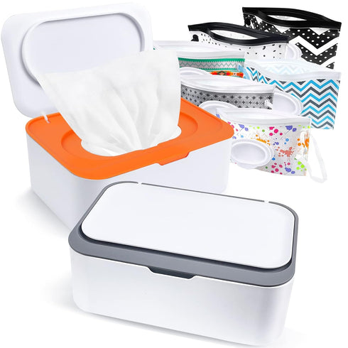 8Pcs Baby Wipes Dispenser, Reusable Baby Wipe Holder Box and Portable Wet