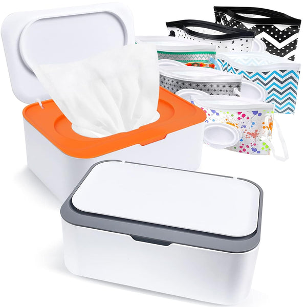 8Pcs Baby Wipes Dispenser, Reusable Baby Wipe Holder Box and Portable Wet