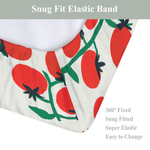 Summer 32''16'' Sweet Red Tomatoes Baby Changing Pad Covers for Boy Girl Cute Cherry Tomato Fitted Changing Table Cover