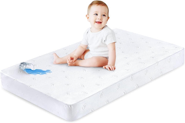 Crib Mattress Protector Sheets Fitted Waterproof Crib Mattress Pad Cover, Noiseless &