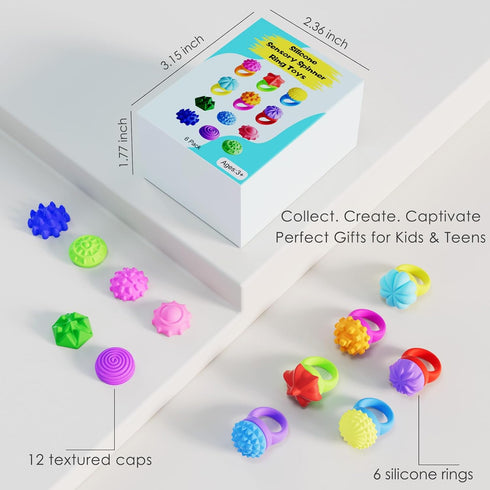 Spkwis Teens,6PCS Fidget Toys for Kids Sensory Spinner Ring Toys for Stress Anxiety Autistic ADHD, Calm Down Travel