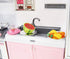 PowerTRC Mini Modern Doll Kitchen Play Set, Pink with Realistic Light & Sound for Kids