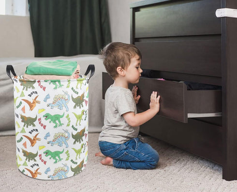Dinosaur Laundry Basket, Kids Toys Storage Bin for Bedroom, Waterproof Baby Clothes Hamper with Handles, Nursery
