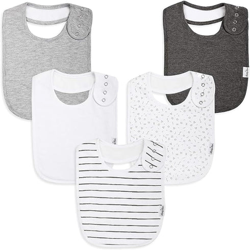 Organic Cotton Baby Bibs – Absorbent Drool Bibs with Snaps for Newborns & Toddlers
