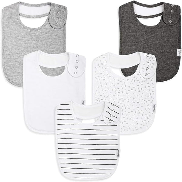 Organic Cotton Baby Bibs – Absorbent Drool Bibs with Snaps for Newborns & Toddlers