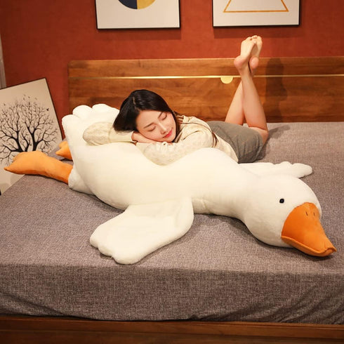 Srutirbo Plush-63 (63 Giant White Goose in Soft Furry Swan Stuffed Animal Pillow,Huge Goose Plush Hugging Pillow Gifts