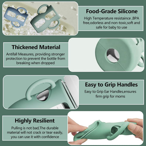 4 Pack 8 oz, Silicone Sleeves for Avent Natural Glass Bottles, Anti Breakage Baby Bottle Protector with Easy-Grip