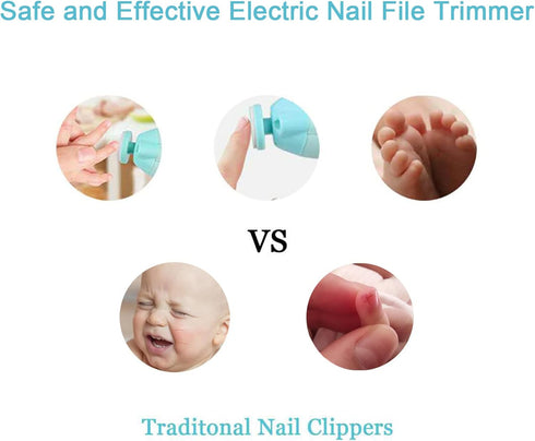 OUREPOCA Trimmer 6-in-1 Set Baby Nail File Clippers Electric: Baby Nail Electric Kit Fingernails Toes Care Manicure