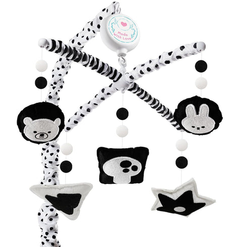 Montessori Baby Crib Mobile High Contrast Mobile for Crib, Black and White