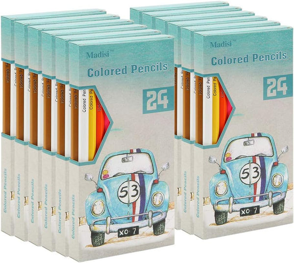 Madisi Colored Pencils Bulk - Pre-Sharpened - 12 Packs of 24-Count -