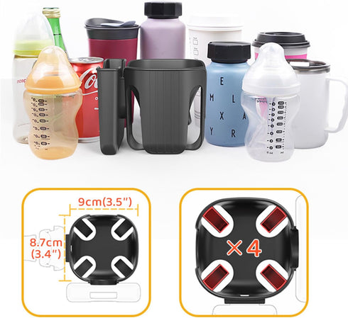 WedFeir 2-in-1 Universal Cup and Phone Holder for Uppababy Nuna Doona Strollers, Bikes, Wheelchairs, Walkers, Scooters