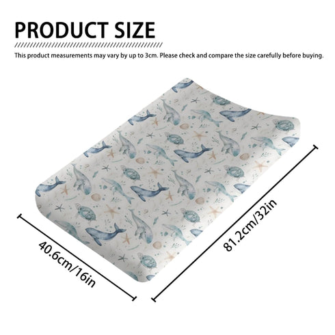 KuphiL10C Girls-16x32 Ocean Animals Baby Changing Pad Cover,Unisex Watercolor Sea Turtle Whales Starfish Nursery Diaper