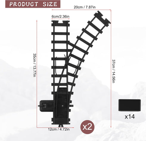 Hot Bee 2 Pcs Curved Switch Track Railroad Building Toy Accessories with 14 Snaps for 9015 Trains Set, Gifts for Kids