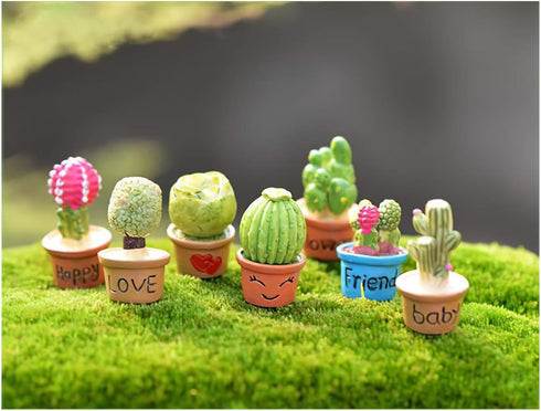 7 in 1 Dollhouse Decoration Plant Pots Miniature Green Potted Miniature Bonsai Model Dollhouse Accessories Decor,1 12 Scale Doll House Miniature Plant Model (7 dersert plants bots)