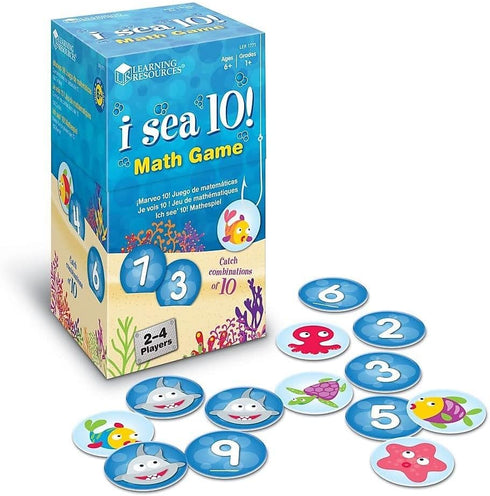 Learning Resources I Sea 10! Game, Math Games for Addition and Subtraction, 100 Cards, Ages 6+, Educational