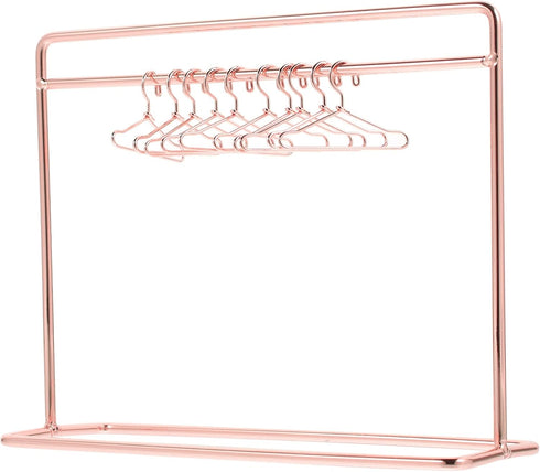 Toddmomy Mini Doll Clothes Rack Set with Hangers, Doll Garment Rack, Miniature Metal Doll Wardrobe Accessories