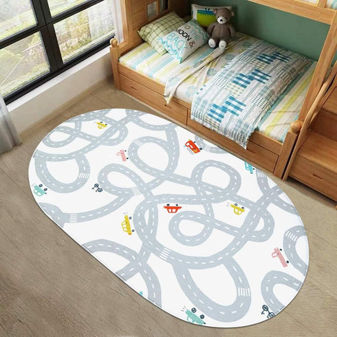 3'x5' LIVEBOX Road Traffic Kids Play Area Rug Washable Playroom Educational & Fun with Cars and Toys Non-Slip Children