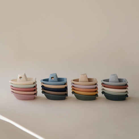 Set 5 mushie Stackable Bath Boats Toy (Ocean) | Floating Bathtub Toys for Baby & Toddler, of | Made in Denmark