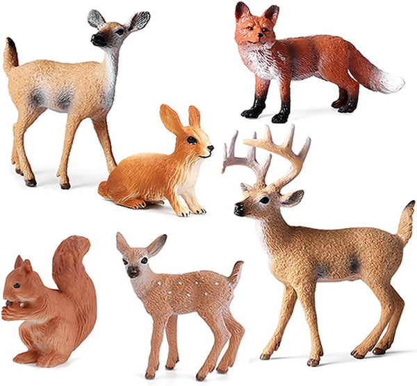 6 Pcs Simulated Forest Animal Models, Woodland Creatures Figurines Educational Props for Kids