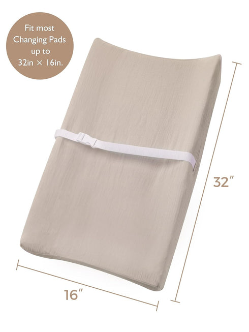 Changing Pad Cover for Baby Girls Boys, Muslin Changing Table Pad Covers with Boho Style, Neutral Color Soft