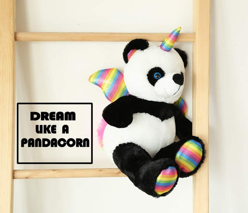 Pandacorn Cute Panda Bear Stuffed Animal - Plush Unicorn Teddy Toy with Rainbow Wings for Kids