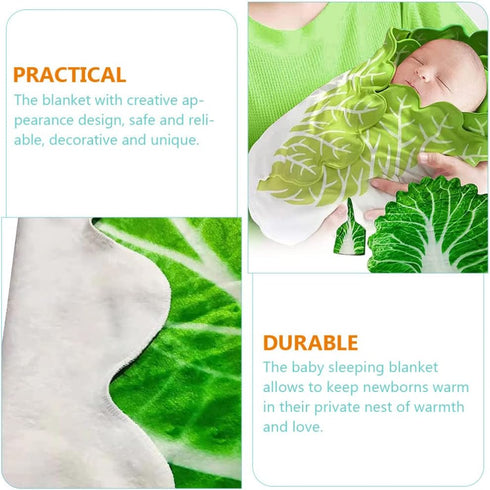 Toddmomy Baby Swaddle Blanket Cabbage Photo Blankets with Hat, Unisex Blankets for Newborn Toddler Green