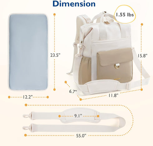 mommore Backpack, Diaper Bag Large Baby Bag for Girl Boy Convertible Diaper Bag Tote with Changing Pad, Insulated